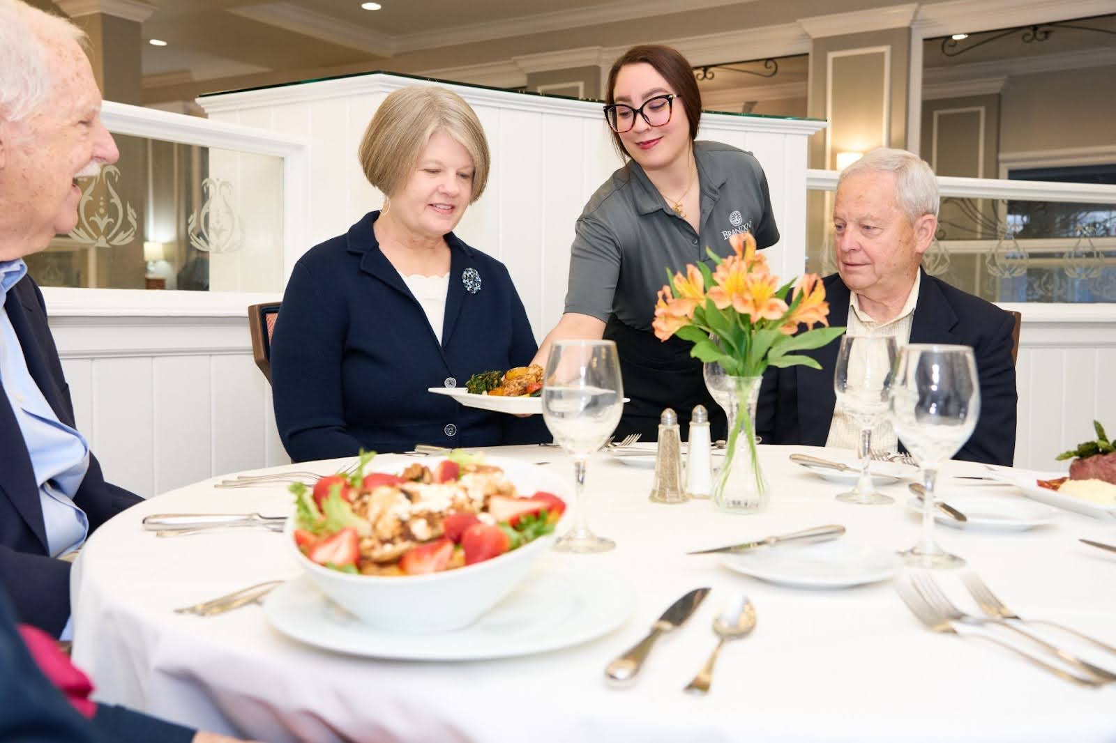 Group of seniors enjoying lunch
