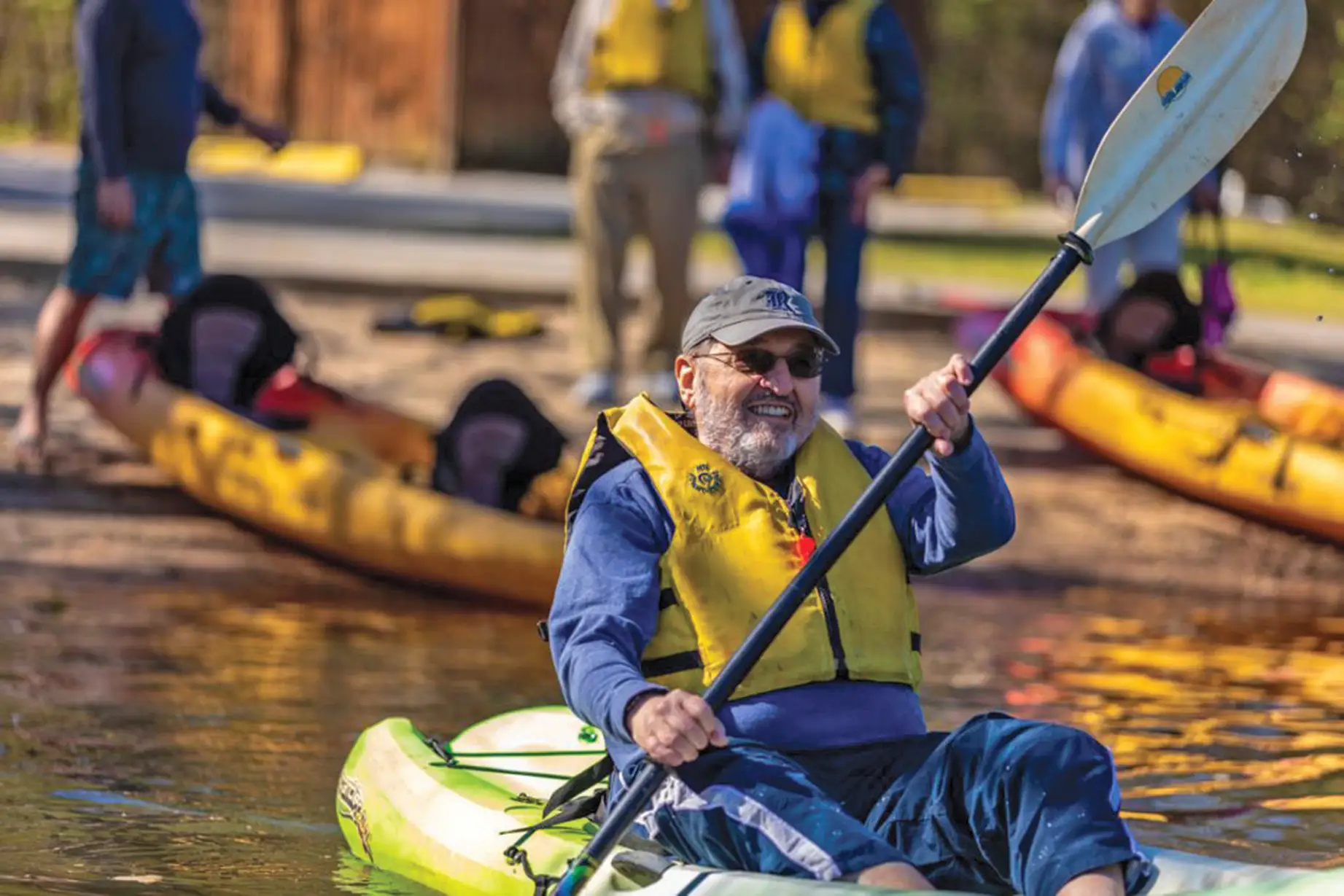 Senior man kayaking