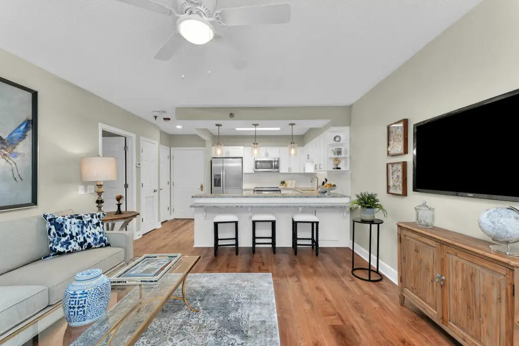 Senior Living Apartment Living Room & Kitchen