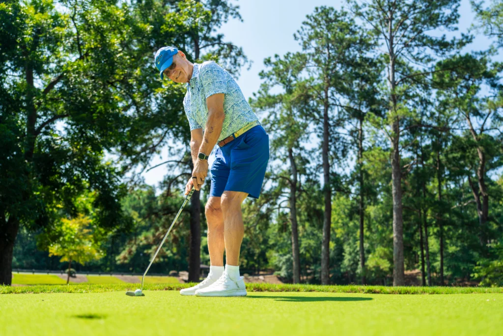 An elderly man playing golf, one of the best spring activities for seniors in Evans and Augusta, GA, near Brandon Wilde.