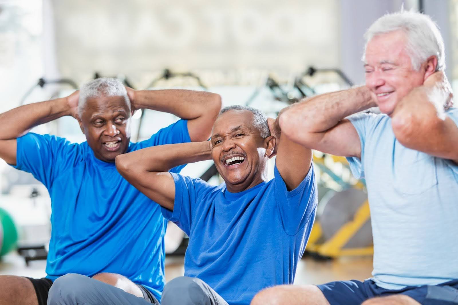 Senior Men Doing Stretches